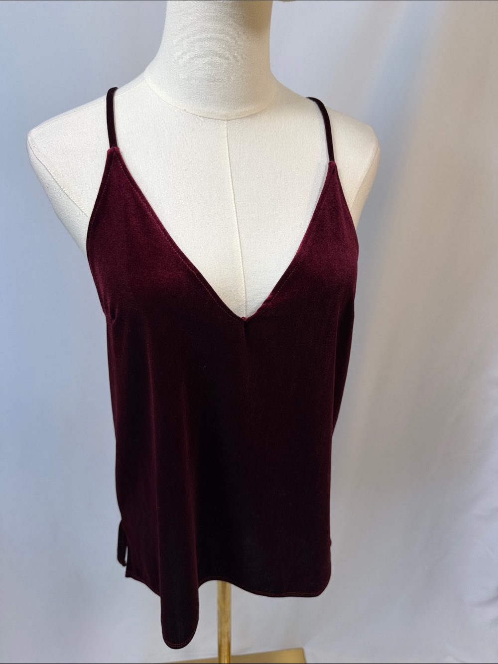Vintage Abercrombie & Fitch Y2K Burgundy Velvet Cami Tank Top Size S